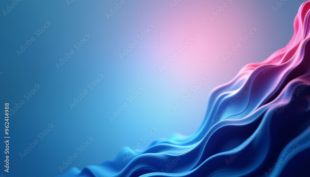 Obraz premium A futuristic abstract background with flowing blue and pink wave-like elements, ideal for creative and high-tech presentations.