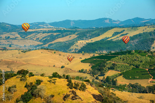 The magic and grandeur of ballooning with images that reveal the beauty of one of the most fascinating sports in the world. The serene flight of colorful balloons against the endless sky photo