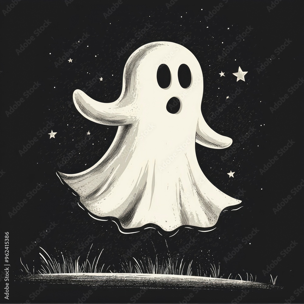 Friendly Ghost Floating in the Night Sky