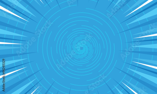 Abstract blue radial stripes pop art retro background