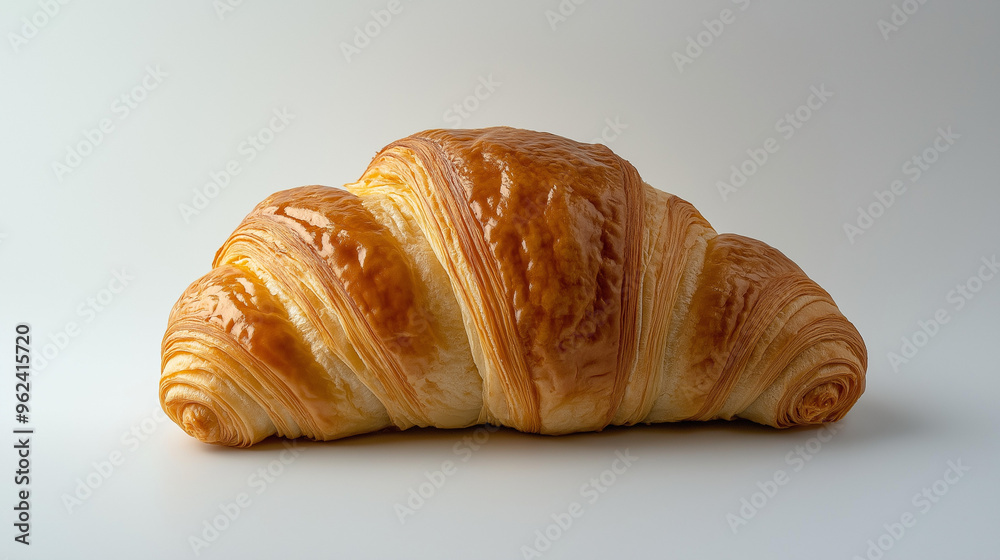 a butter croissant with a flaky, golden crust and a glossy surface against an isolated white background a butter croissant with a flaky, golden crust and a glossy surface against an isolated white background