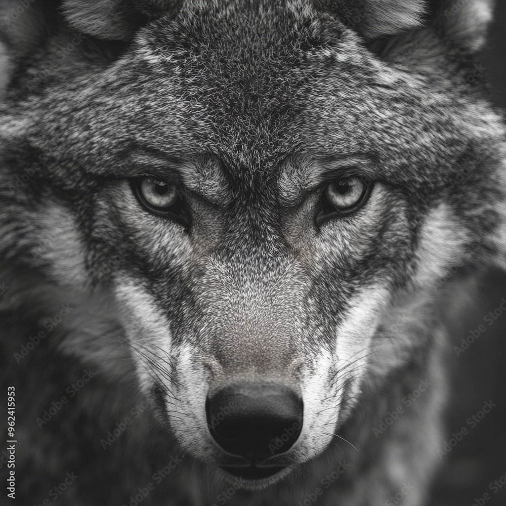 Intense Wolf Stare in a Detailed Portrait Intense Wolf Stare in a Detailed Portrait