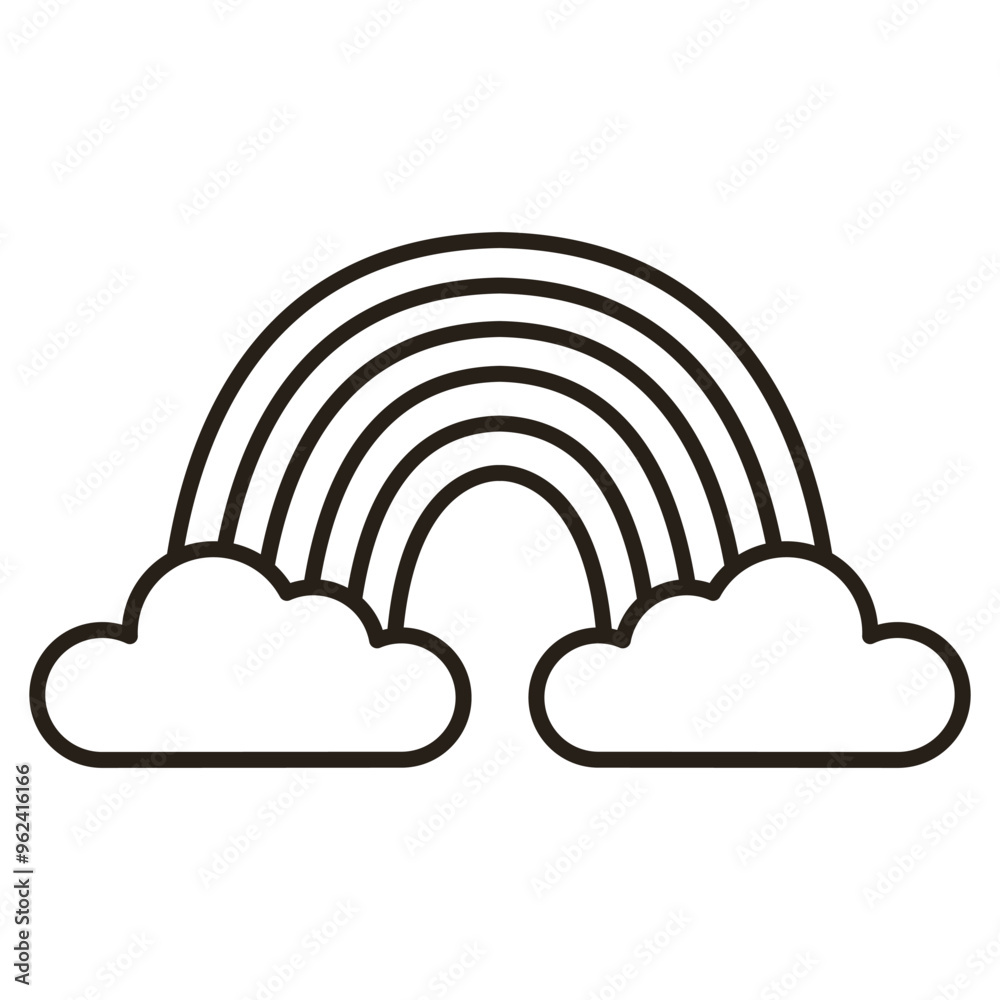 Vector rainbow. Black outline. Vector illustration isolated on white background Vector rainbow. Black outline. Vector illustration isolated on white background