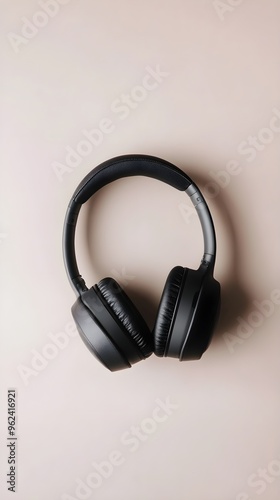 Modern noise-canceling headphones displayed in a minimalistic style, emphasizing their elegant lines on a light backdrop,No blurriness