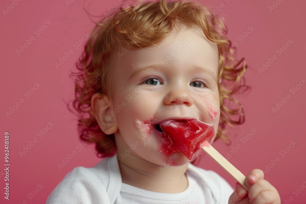 Little boy soft blonde hair looks calm and content. Bushy blonde hair and joyful eyes of angelic baby are mesmerizing. Little one can't get enough of their ice cream. Little boy soft blonde hair looks calm and content. Bushy blonde hair and joyful eyes of angelic baby are mesmerizing. Little one can't get enough of their ice cream.