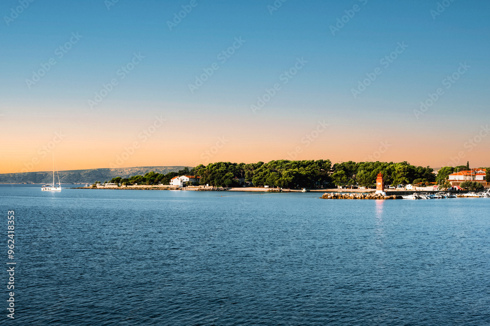 Panoramic view of Adriatic sea, Krk island, Croatia