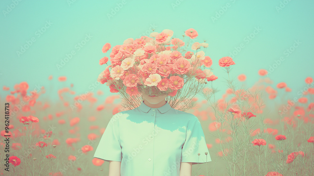 a girl with flowers, Motion blur effect, film shot with long exposure a girl with flowers, Motion blur effect, film shot with long exposure
