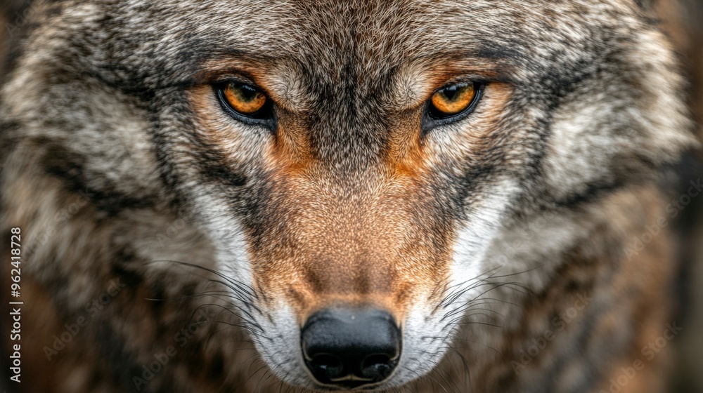 Fototapeta premium Intense Wolf Stare in a Detailed Portrait
