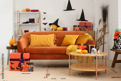 Interior of festive living ...