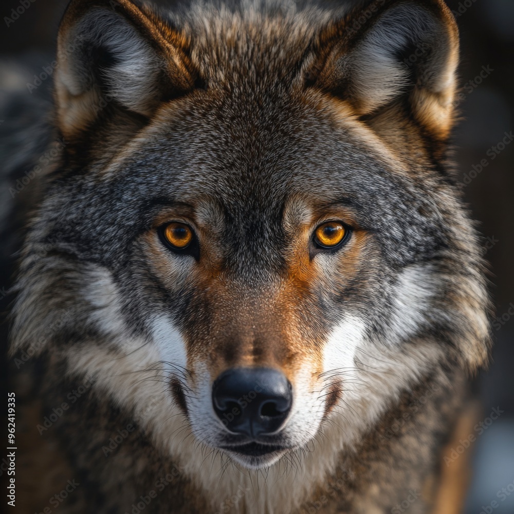 Intense Wolf Stare in a Detailed Portrait
