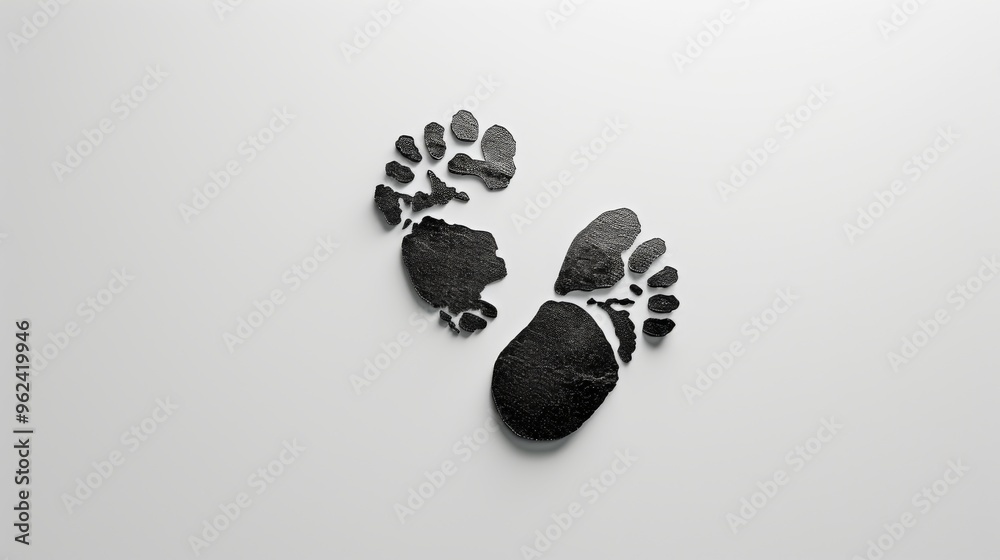 Abstract illustration of fragmented black footprints with map elements, symbolizing the broken and scattered impact humans have on the Earth and the need for environmental responsibility. Abstract illustration of fragmented black footprints with map elements, symbolizing the broken and scattered impact humans have on the Earth and the need for environmental responsibility.
