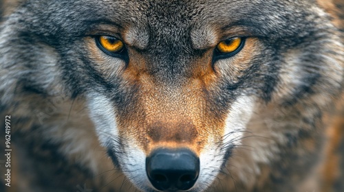 Intense Wolf Stare in a Detailed Portrait