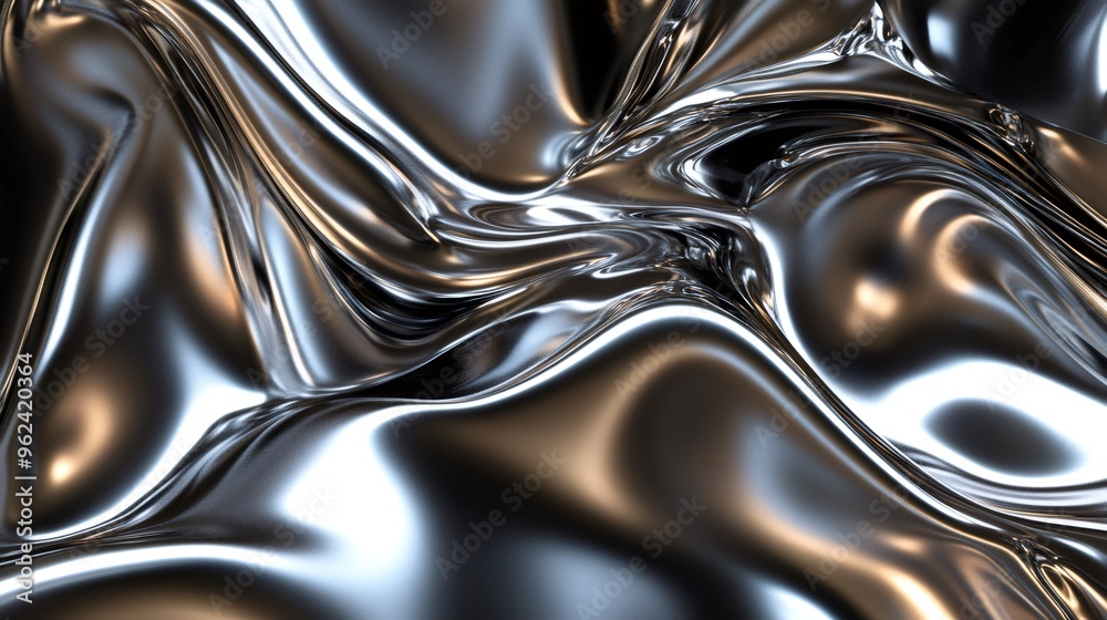 Abstract metallic background with a silver, wavy, and rippled texture. Abstract metallic background with a silver, wavy, and rippled texture.