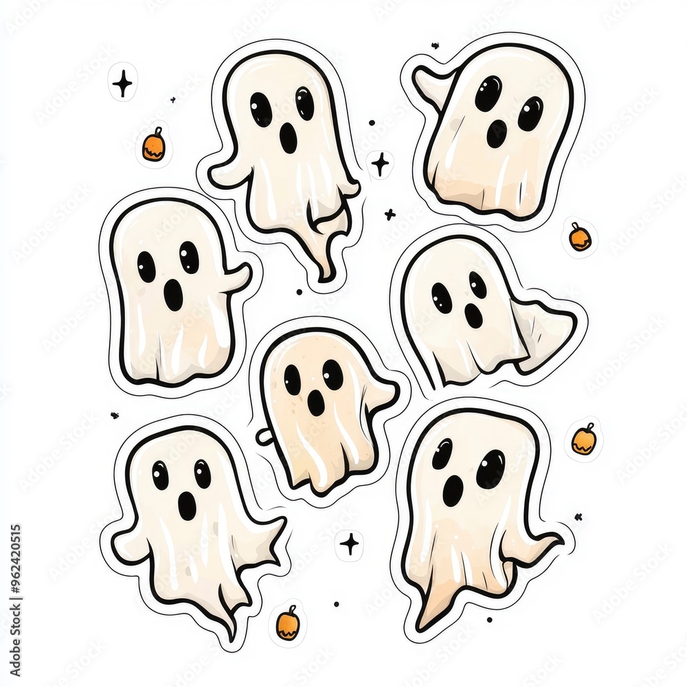 Cute Cartoon Ghost Stickers Cute Cartoon Ghost Stickers