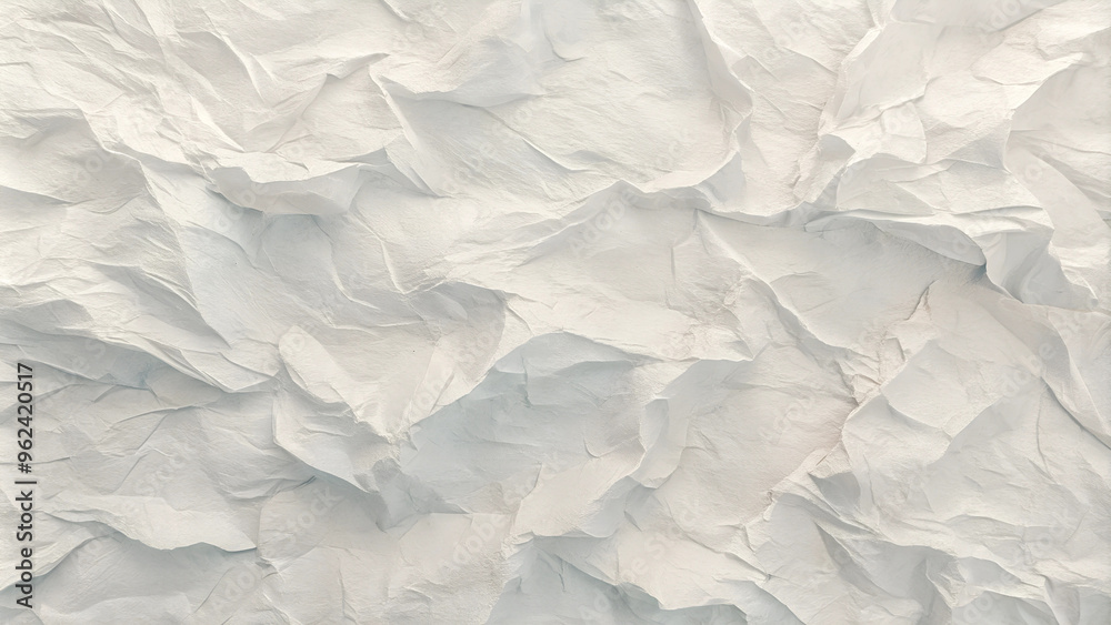 Fototapeta premium Wrinkled paper background, soft mood, featuring delicate folds and shades of white, copy space