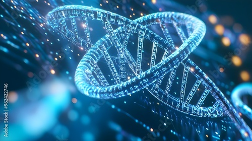 Blue Glowing DNA Helix - Science & Technology Stock Image