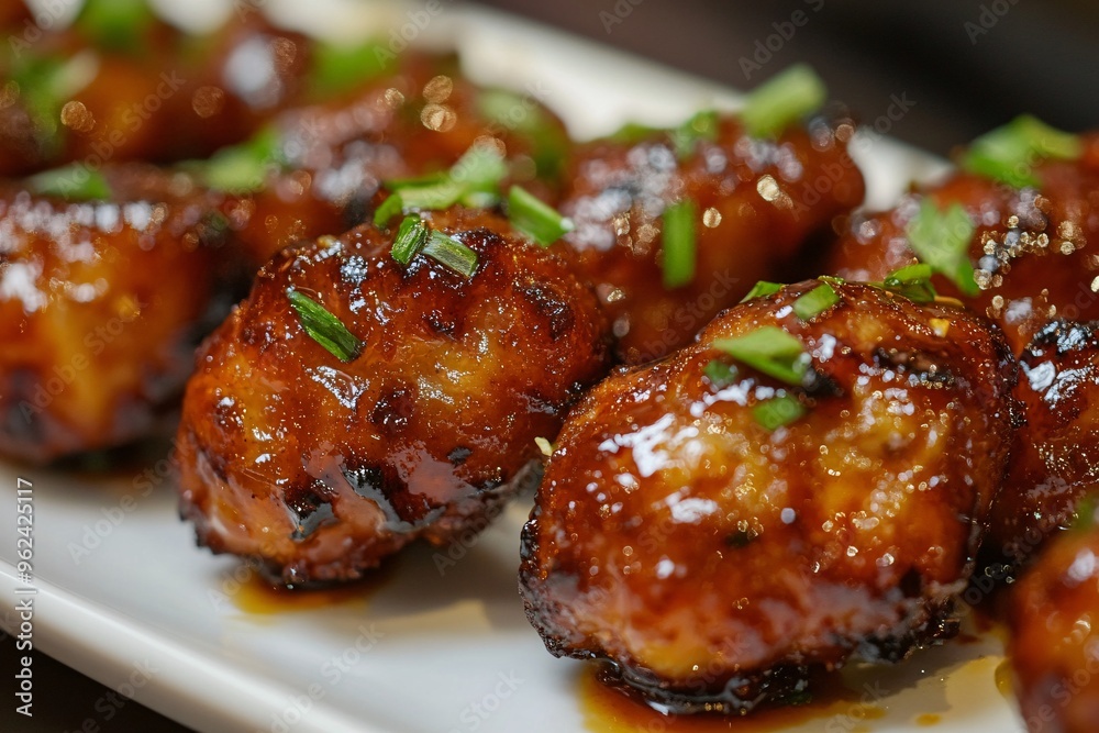 Glazed Meatballs with Green Onions Glazed Meatballs with Green Onions