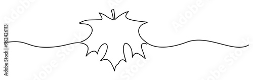 Vector illustration of a simple maple leaf outline, connected by a fluid wavy line, emphasizing clean design.
