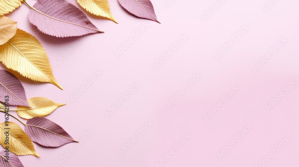 Light brown and gold leaf frame background wallpaper with copy space Light brown and gold leaf frame background wallpaper with copy space
