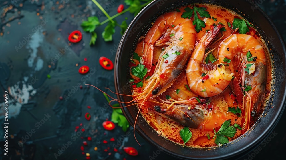 Spicy Tom Yum Soup with Shrimp Spicy Tom Yum Soup with Shrimp