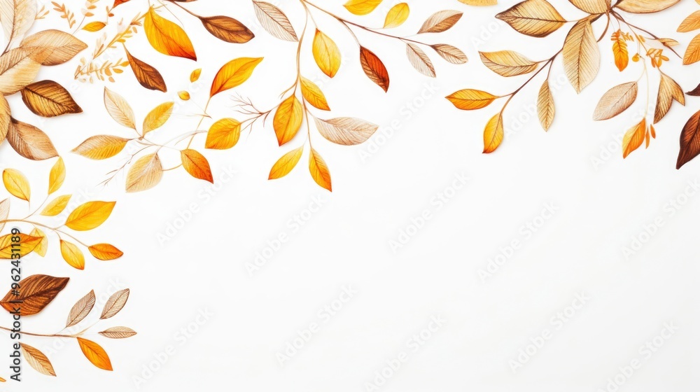 Light brown and gold leaf frame background wallpaper with copy space Light brown and gold leaf frame background wallpaper with copy space