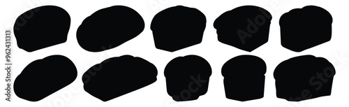 Bread silhouettes set, bakery pack of vector silhouette design, isolated background