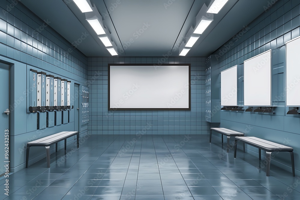 empty subway station with blank billboard on the wall empty subway station with blank billboard on the wall