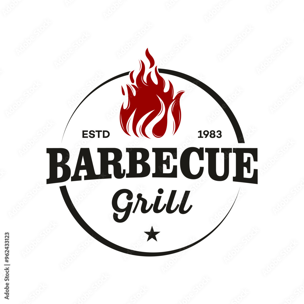 Barbeque logo design. grill food, fire, and spatula concept template Vector flat illustration Barbeque logo design. grill food, fire, and spatula concept template Vector flat illustration