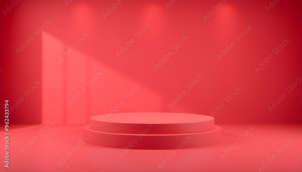 Red podium pedestal with matte color background. Style-46 Red podium pedestal with matte color background. Style-46