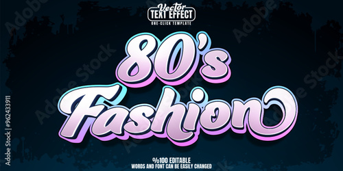 80s editable text effect, customizable fashion and retro 3d font style