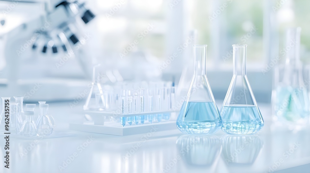 Laboratory Flasks and Test Tubes in a Modern Lab Laboratory Flasks and Test Tubes in a Modern Lab