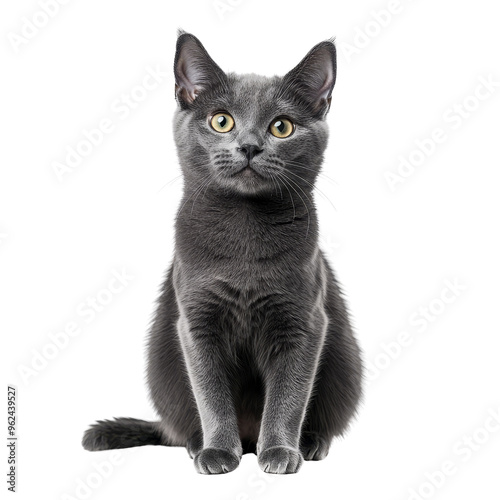 Gray Cat Sitting and Looking Up