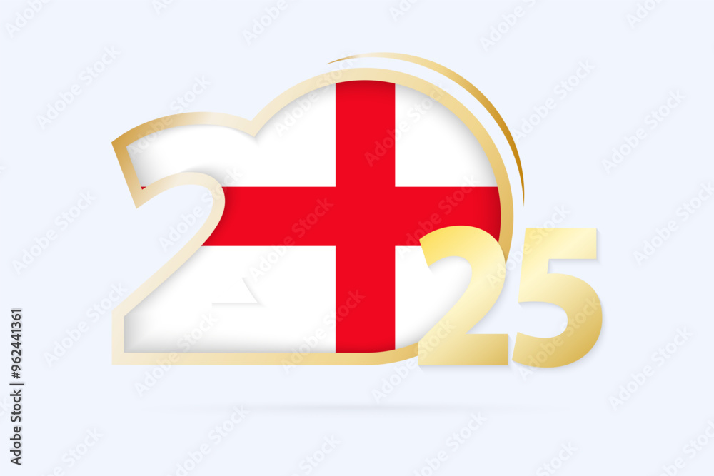 Obraz premium Year 2025 with England Flag pattern.
