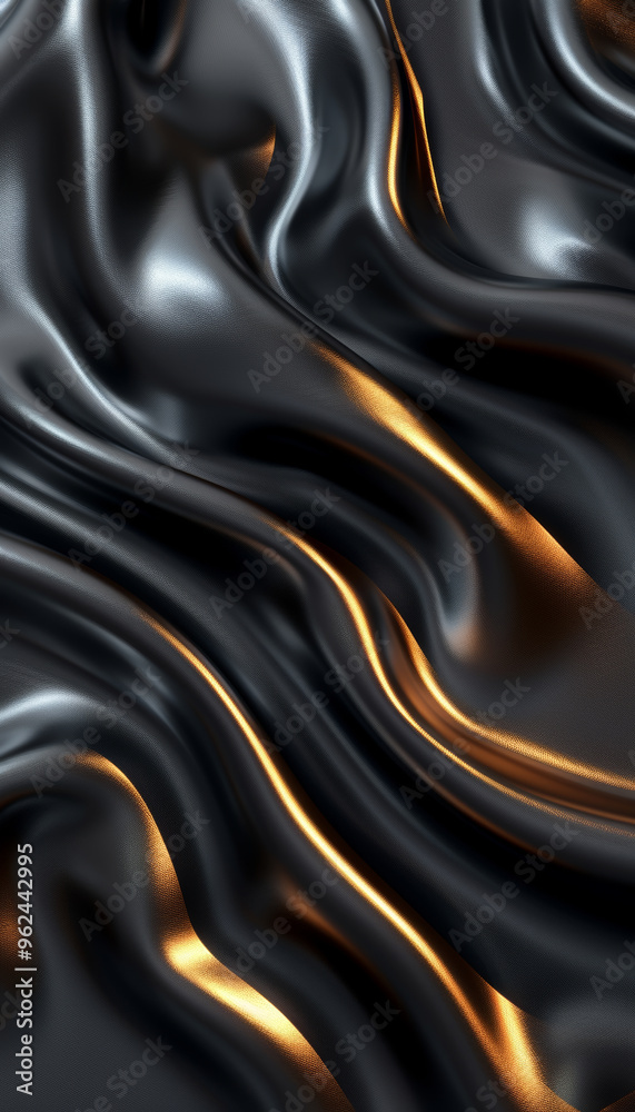 A rich black and gold fabric flows gently, creating soft waves that catch the light. This luxurious texture exudes sophistication and elegance, perfect for design inspiration. A rich black and gold fabric flows gently, creating soft waves that catch the light. This luxurious texture exudes sophistication and elegance, perfect for design inspiration.
