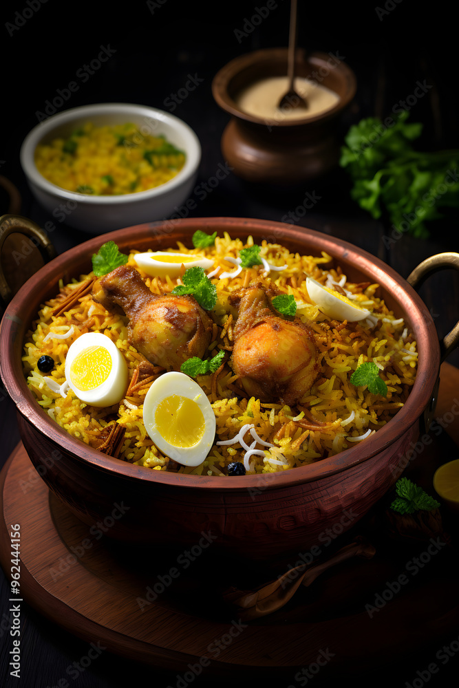 Authentic Hyderabadi Biryani Served in Traditional Earthen Pot Authentic Hyderabadi Biryani Served in Traditional Earthen Pot