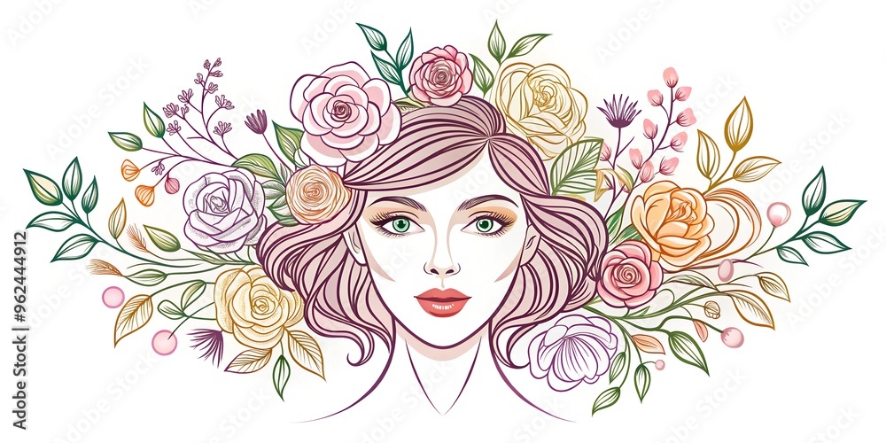Wector woman face line design .Logo. Wector woman face line design .Logo.