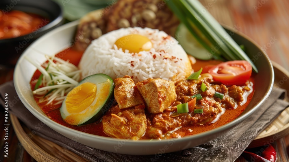 Chicken Curry with Rice, Egg, and Vegetables Chicken Curry with Rice, Egg, and Vegetables