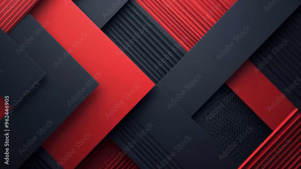 A modern abstract design featuring red and black geometric shapes with textured elements. A modern abstract design featuring red and black geometric shapes with textured elements.