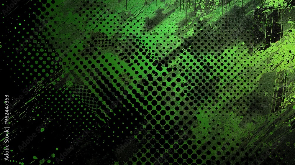 Abstract Green and Black Polka Dot Pattern with Paint Strokes Abstract Green and Black Polka Dot Pattern with Paint Strokes
