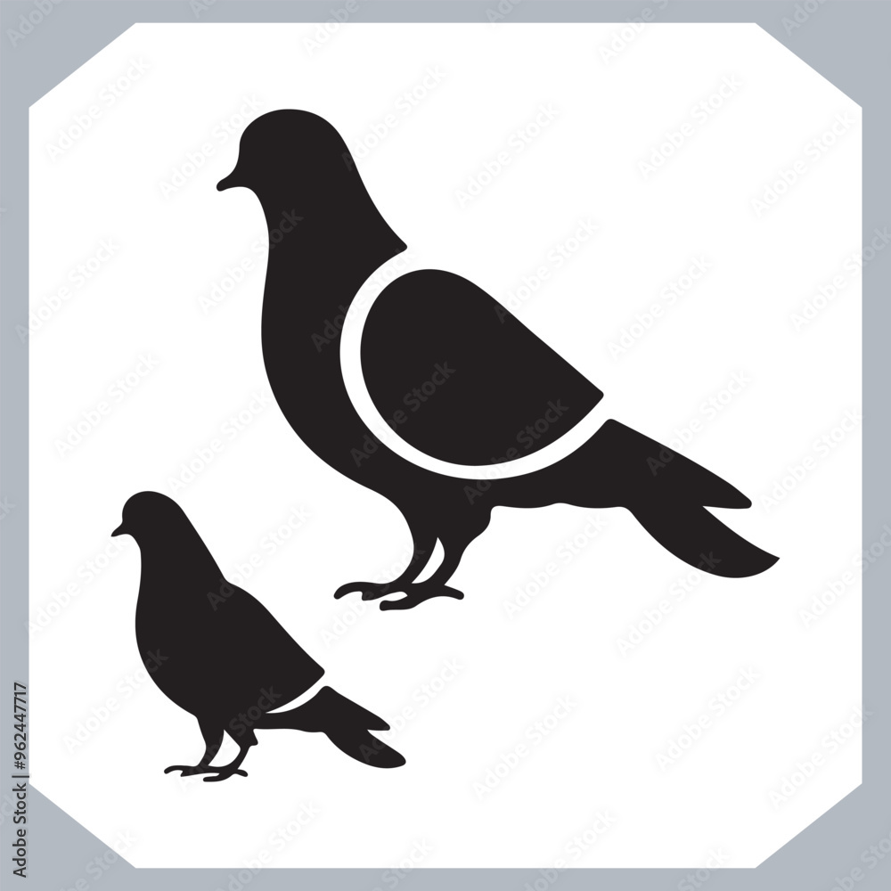 Fototapeta premium Dove silhouette bird logo design, simple hand drawn and linocut style, bird silhouette illustration