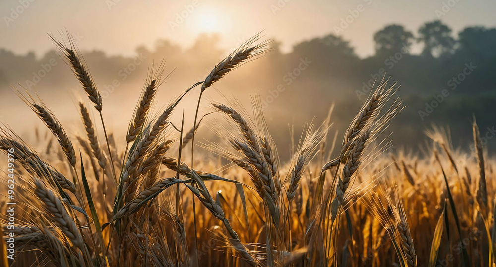 Glowing wheat stalks with mist abstract background Glowing wheat stalks with mist abstract background