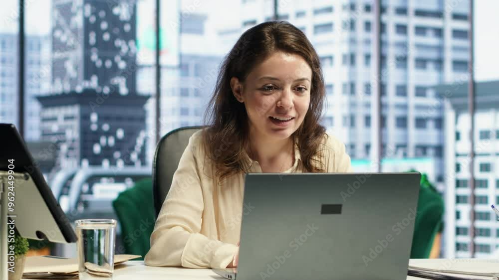 CEO discussing with shareholders about increasing profit strategy, meeting on online videocall for strategic thinking. Entrepreneur asking associates for advice, corporate culture. Camera A. CEO discussing with shareholders about increasing profit strategy, meeting on online videocall for strategic thinking. Entrepreneur asking associates for advice, corporate culture. Camera A.