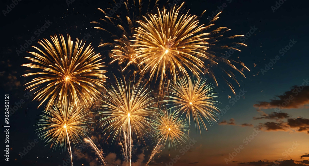 Golden fireworks exploding sky abstract background Golden fireworks exploding sky abstract background