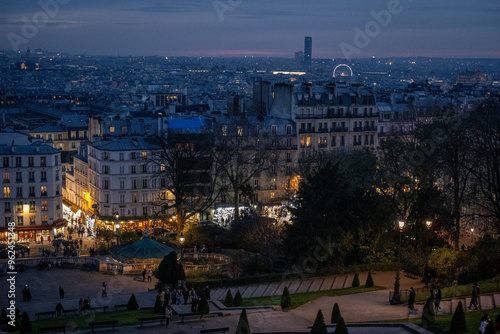 Photography View of Paris cityscape from Montmartre at night