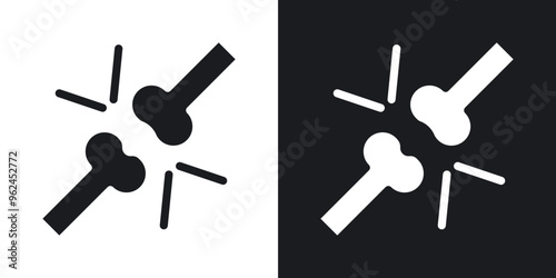 Bones solid vector icon set in black and white color.