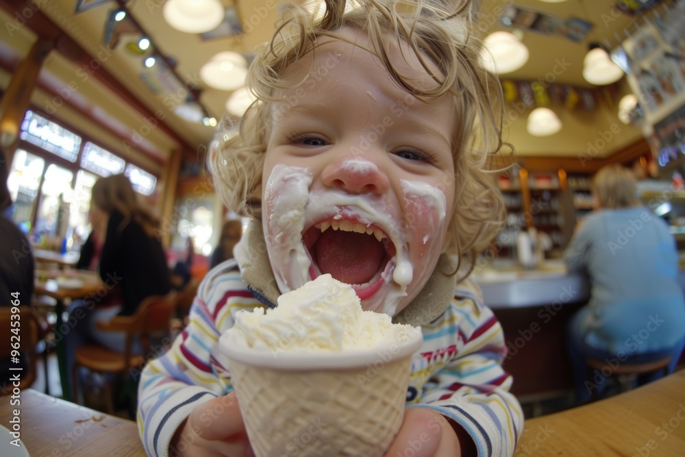 Sweet young child joyful laugh sunlight highlighting his hair. Ice cream brings pure happiness to this child. Innocence and purity captured candid smiles of young boy. Sweet young child joyful laugh sunlight highlighting his hair. Ice cream brings pure happiness to this child. Innocence and purity captured candid smiles of young boy.