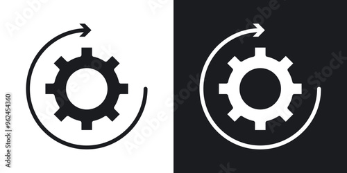 Continuous changes solid vector icon set in black and white color.