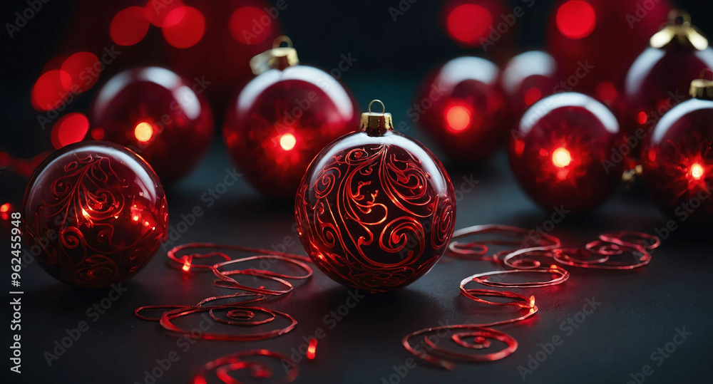 Red glowing ornaments swirling abstract background Red glowing ornaments swirling abstract background