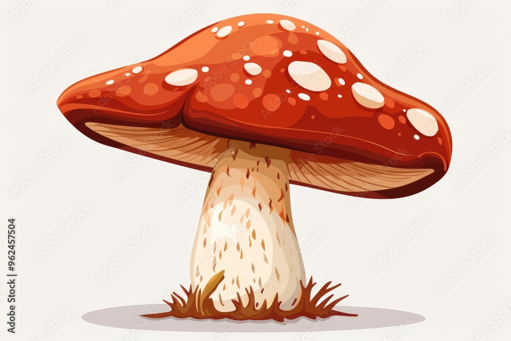 A whimsical tall brown mushroom with a wide cap stands proudly in the center of a minimalistic landscape, evoking a sense of calmness and nature's charm A whimsical tall brown mushroom with a wide cap stands proudly in the center of a minimalistic landscape, evoking a sense of calmness and nature's charm