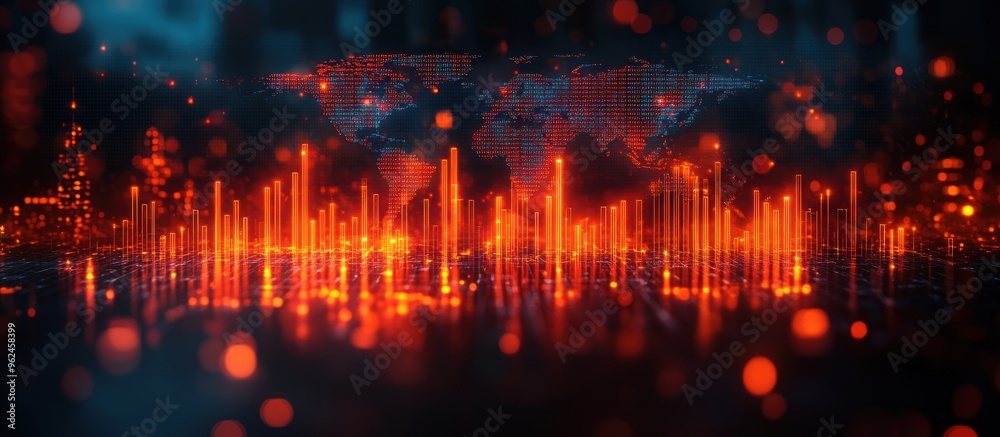 Obraz premium Digital World: A Global Network of Data and Connections